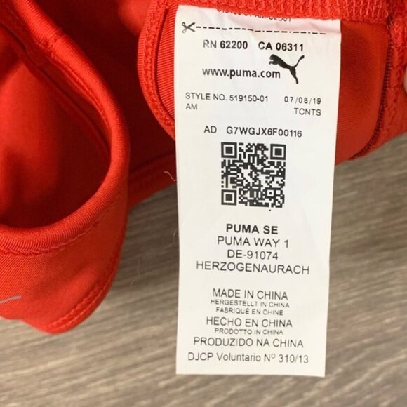 Puma Women's Sports Bra Tank Top Red Cropped Racerback Padded Size XS - Picture 10 of 11